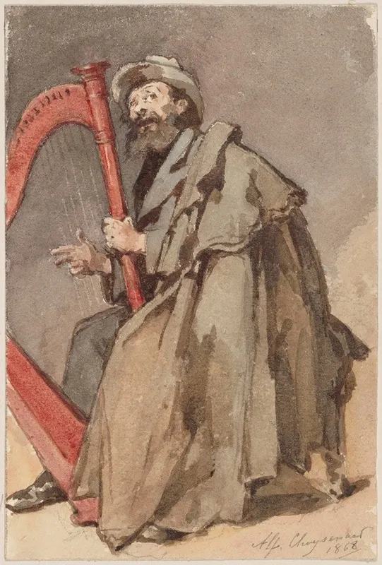 Man With Harp Wall Art by Alfred Cluysenaar - High-Resolution Digital Print