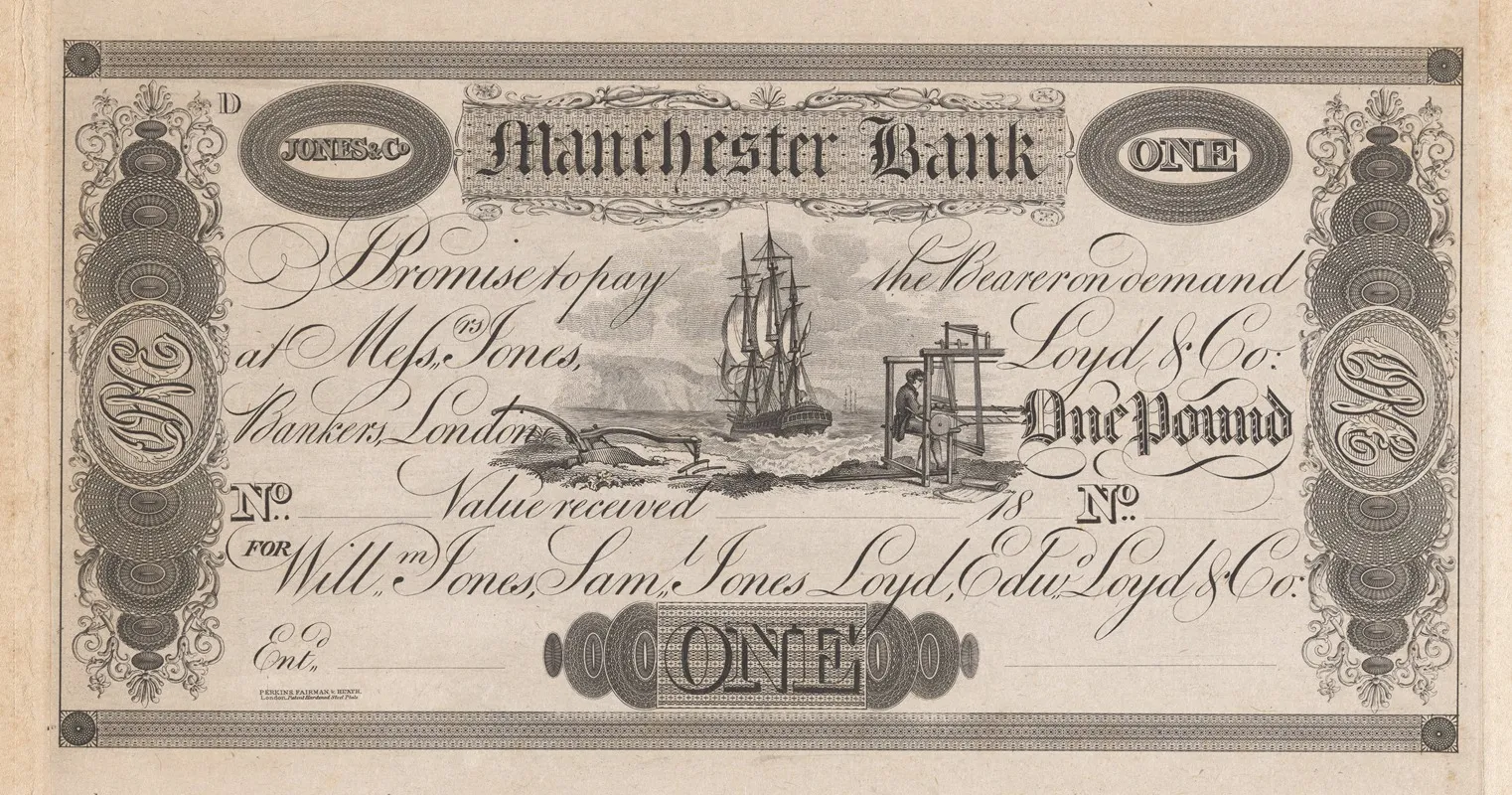 Manchester Bank One Pound Note Wall Art by Perkins &amp; Heath - High-Resolution Digital Print