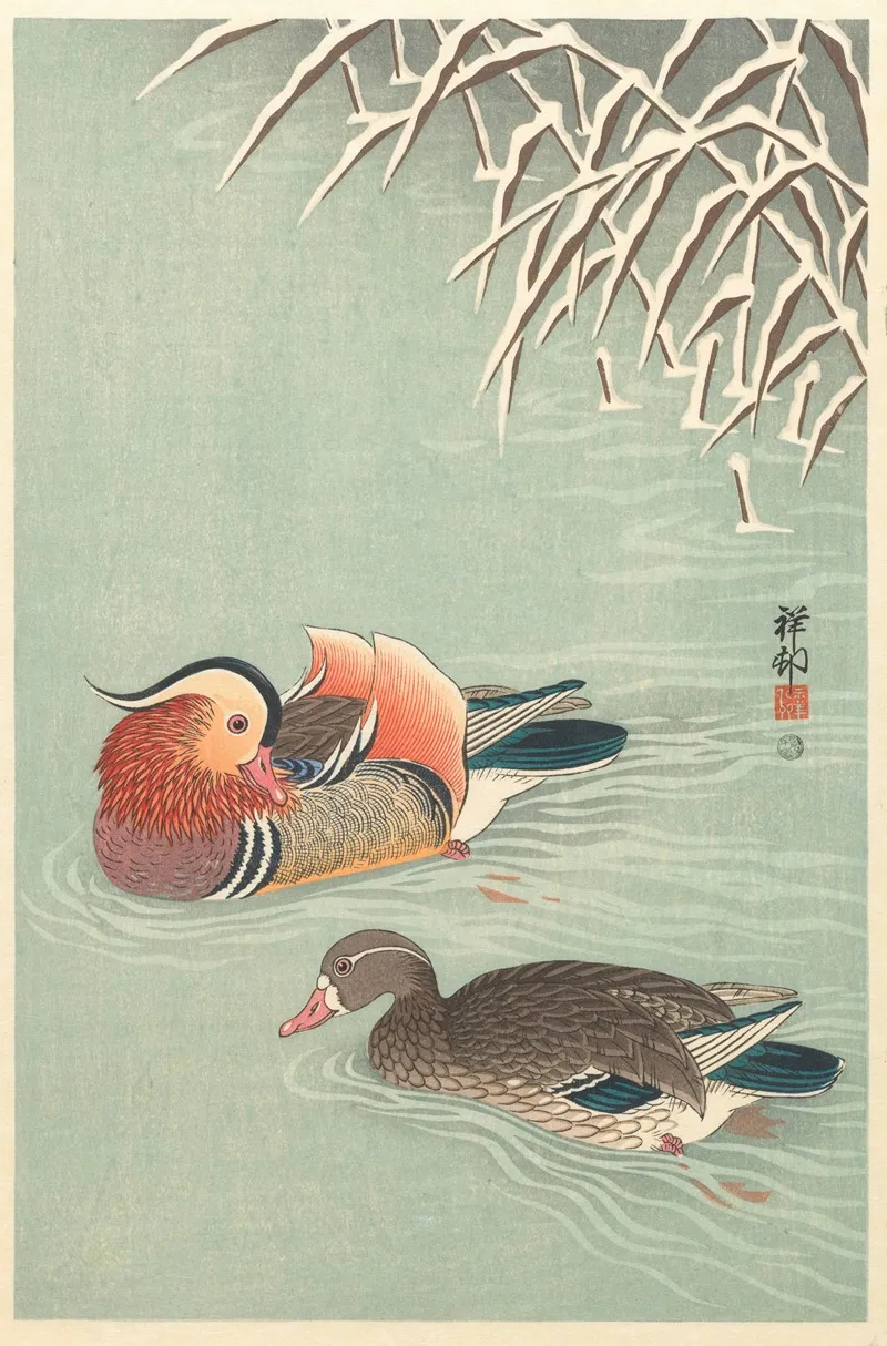 Mandarin Ducks Wall Art by Ohara Koson - High-Resolution Digital Print