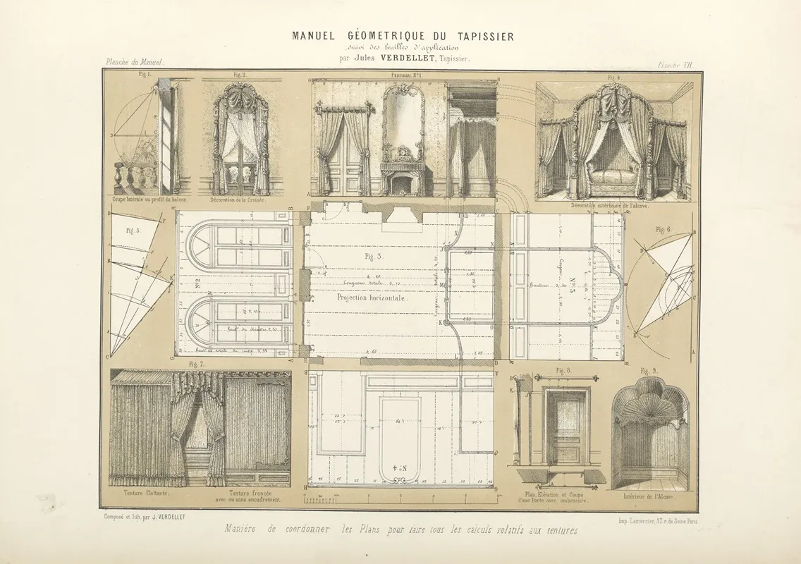 Maniere De Coordonner Les Plans Pur Faire Tous Les Calculs Relatifs Aux Tentures Wall Art by Jules Verdellet - High-Resolution Digital Print