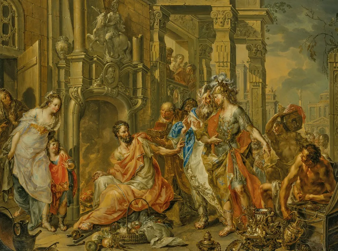 Manius Curius Dentatus And The Samnite Ambassadors Wall Art by Johann Georg Platzer - High-Resolution Digital Print