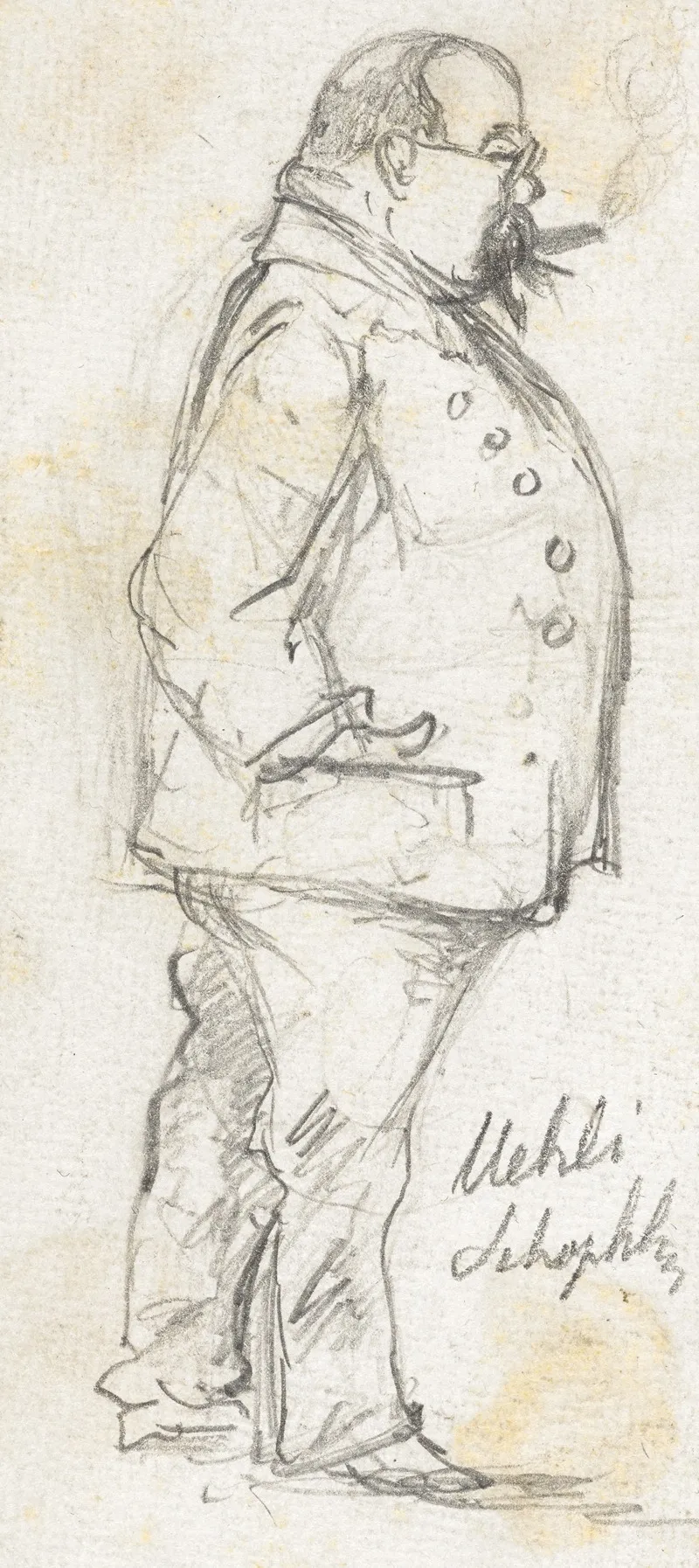 Mann Mit Brille Und Zigarre Von Der Seite Wall Art by Paul Franz Otto - High-Resolution Digital Print