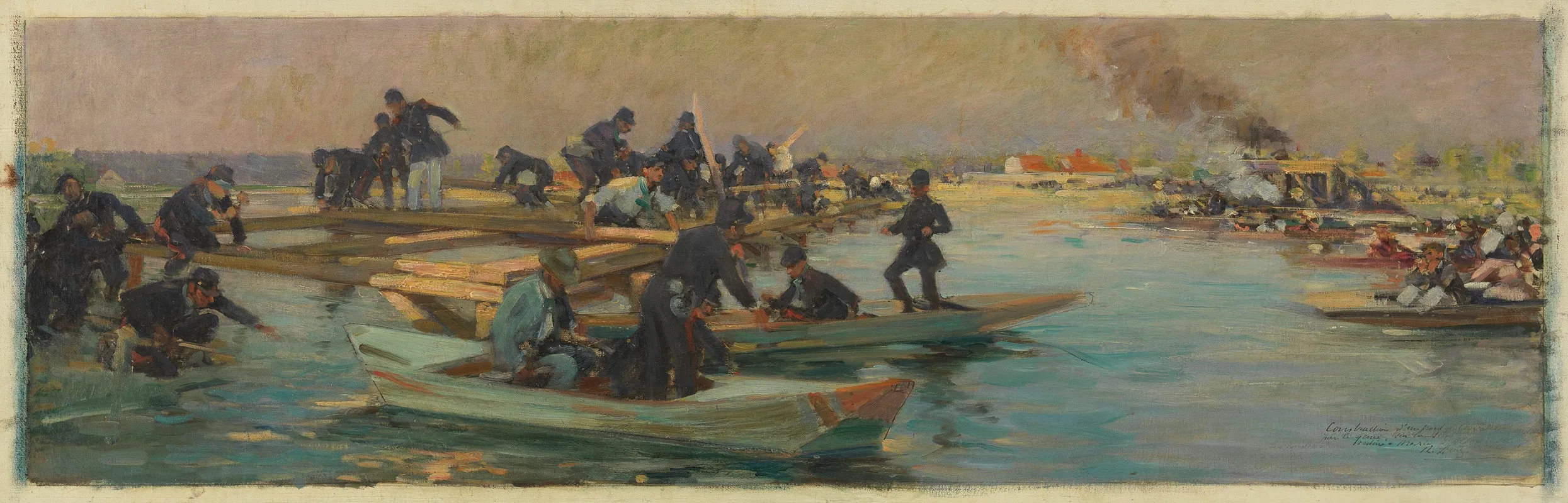 Manoeuvre De Pontonniers Sur La Marne Wall Art by Raoul Arus - High-Resolution Digital Print
