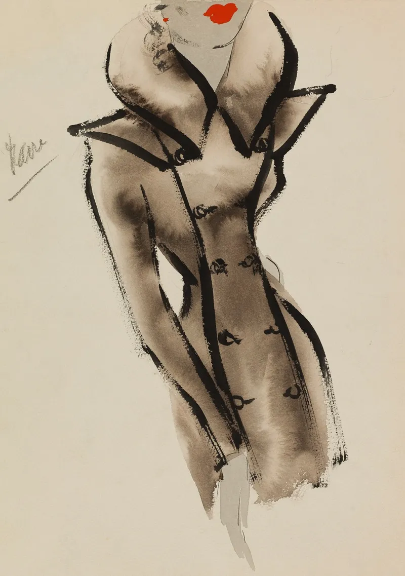 Manteau Brun A Grand Col Montant Wall Art by M. P. Leven - High-Resolution Digital Print