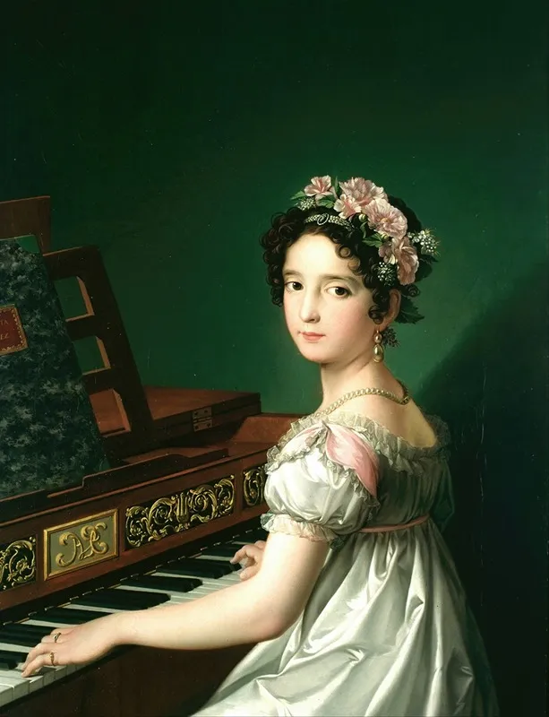 Manuela Gonzalez Velazquez Playing The Piano Wall Art by Zacarías González Velázquez - High-Resolution Digital Print