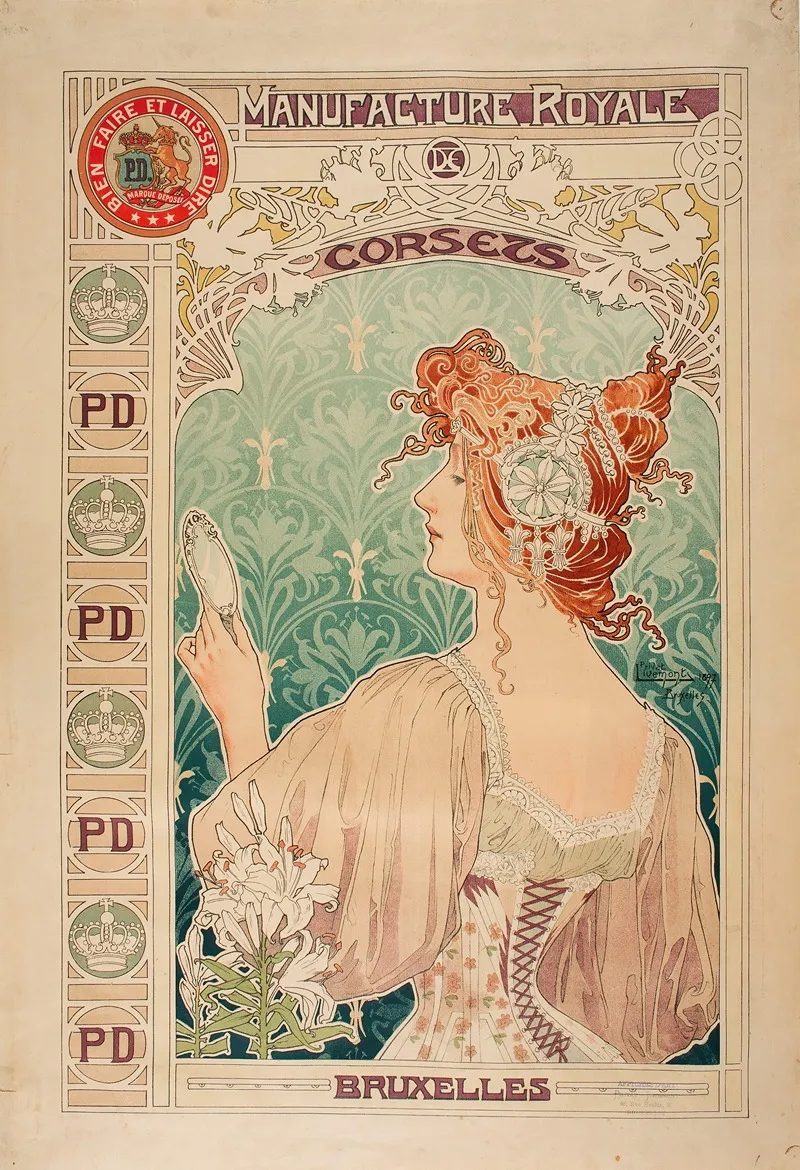 Manufacture Royale De Corsets Wall Art by Alphonse Mucha - High-Resolution Digital Print
