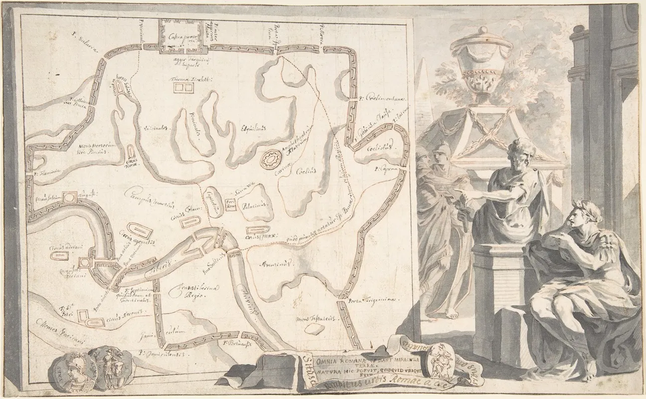 Map Of Ancient Rome Illustrating Major Monuments And The Seven Hills Wall Art by Jan Goeree - High-Resolution Digital Print