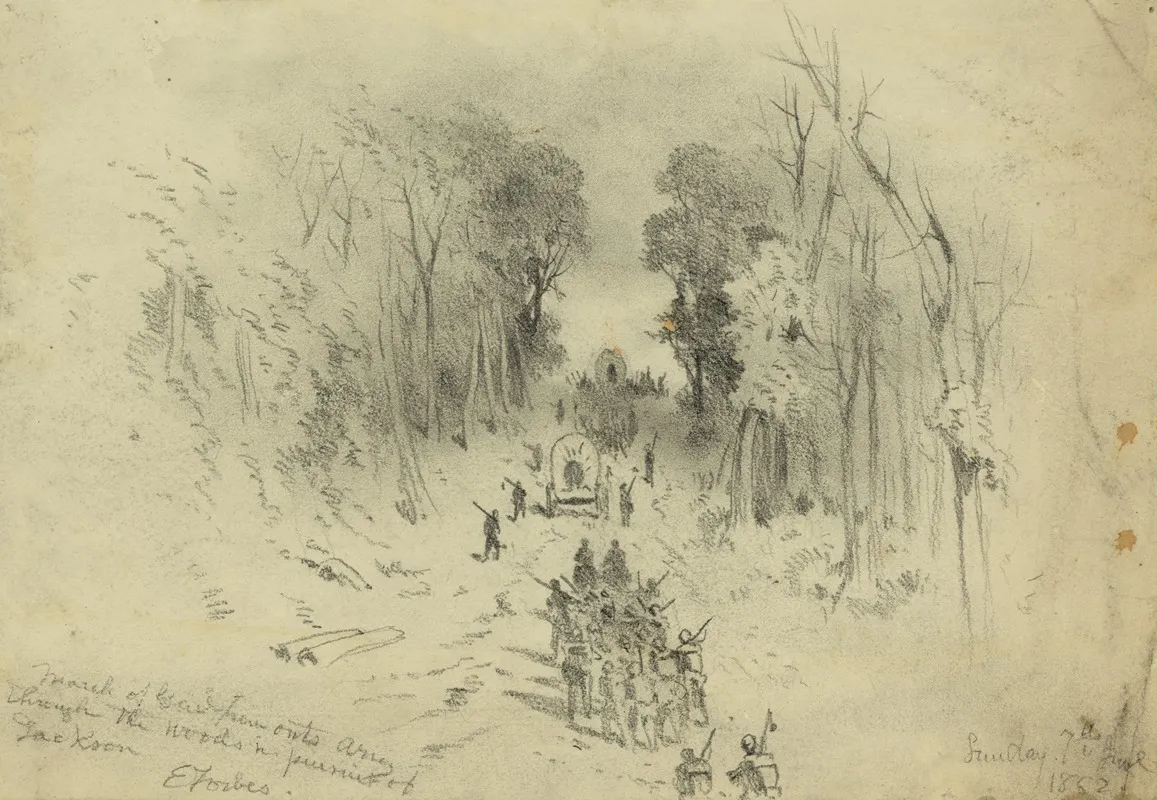 March Of Genl Fremonts Army Through The Woods In Pursuit Of Jackson