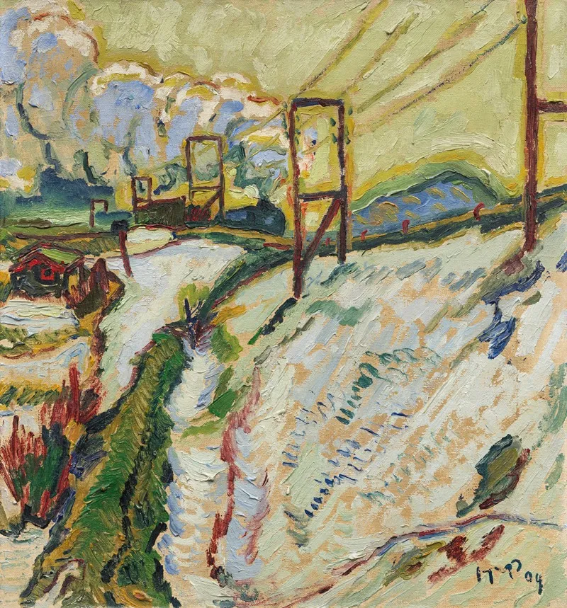 March Snow The Railway Embankment Wall Art by Hermann Max Pechstein - High-Resolution Digital Print