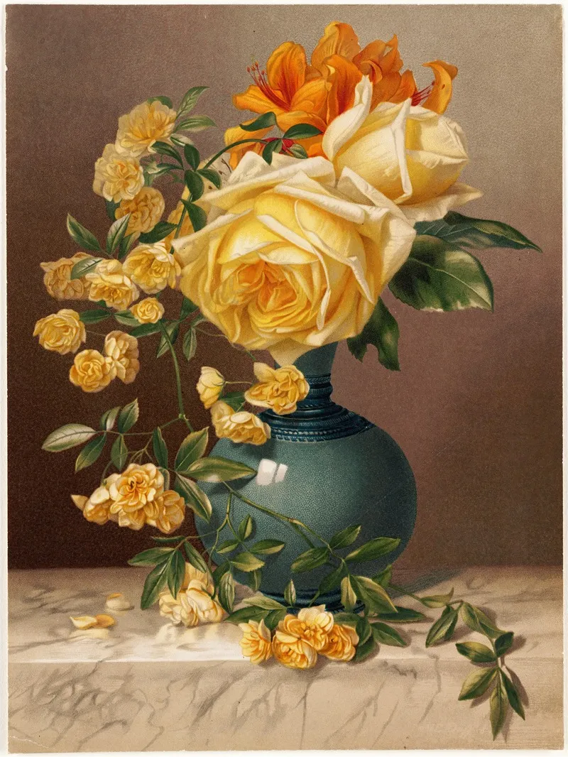 Marchal Niel Roses Wall Art by William Duffield - High-Resolution Digital Print