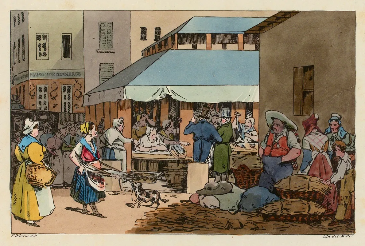 Marche Aux Poissons Wall Art by Félix Fortuné Delarue - High-Resolution Digital Print