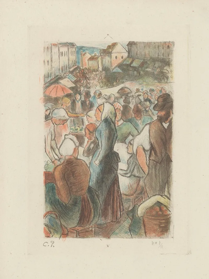 Marche De Gisors Rue Cappeville Wall Art by Camille Pissarro - High-Resolution Digital Print
