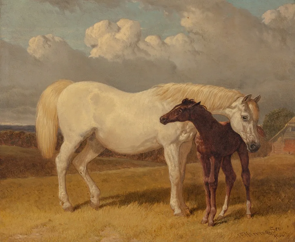 Mare And Foal 2 Wall Art by John Frederick Herring Snr. - High-Resolution Digital Print