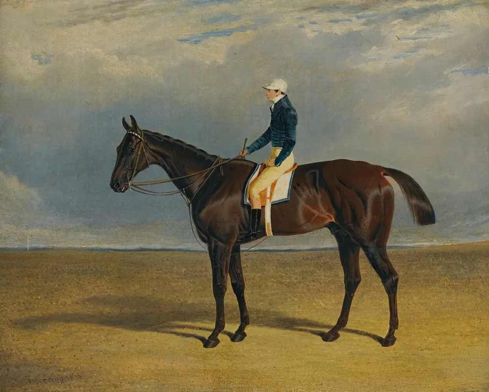 Margrave A Liver Chestnut Racehorse With Jockey James Robinson Up At Doncaster Wall Art by John Frederick Herring Snr. - High-Resolution Digital Print
