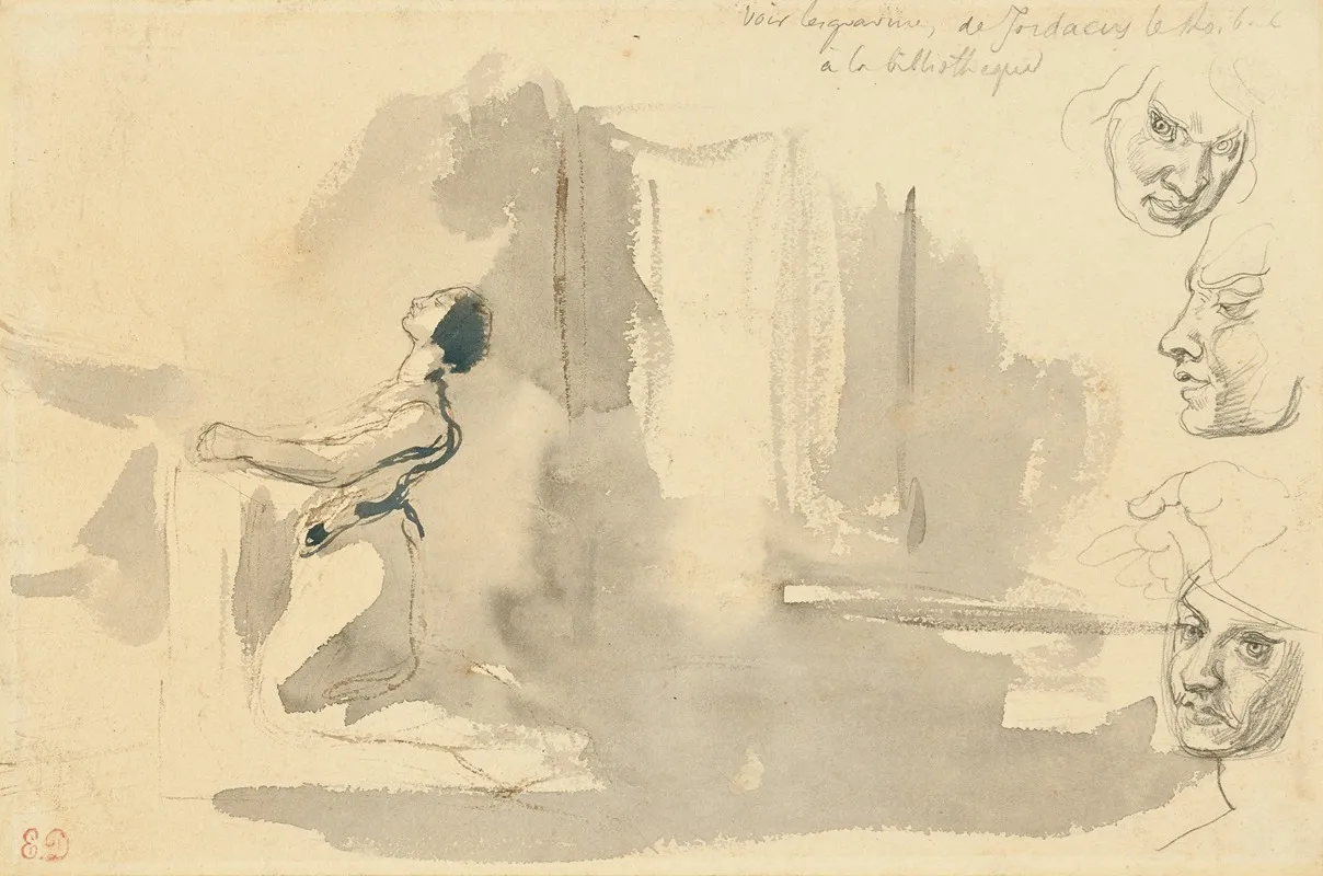 Marguerite In The Church With Studies Of The Head Of Mephistopheles