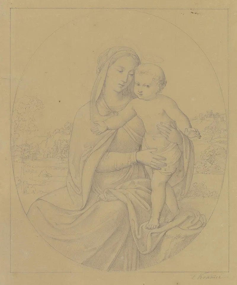 Maria Mit Dem Jesuskind In Einer Landschaft Wall Art by Franz Krammer - High-Resolution Digital Print