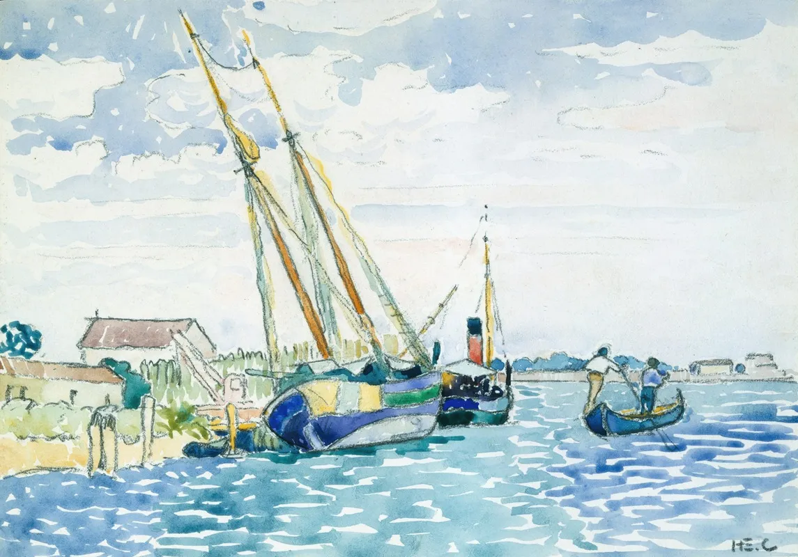 Marine Scene Boats Near Venice