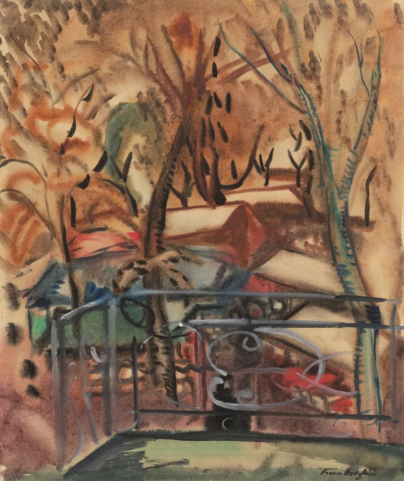 Market At Concarneau From A Window Of The Hotel Des Voyageurs Wall Art by Frances Hodgkins - High-Resolution Digital Print