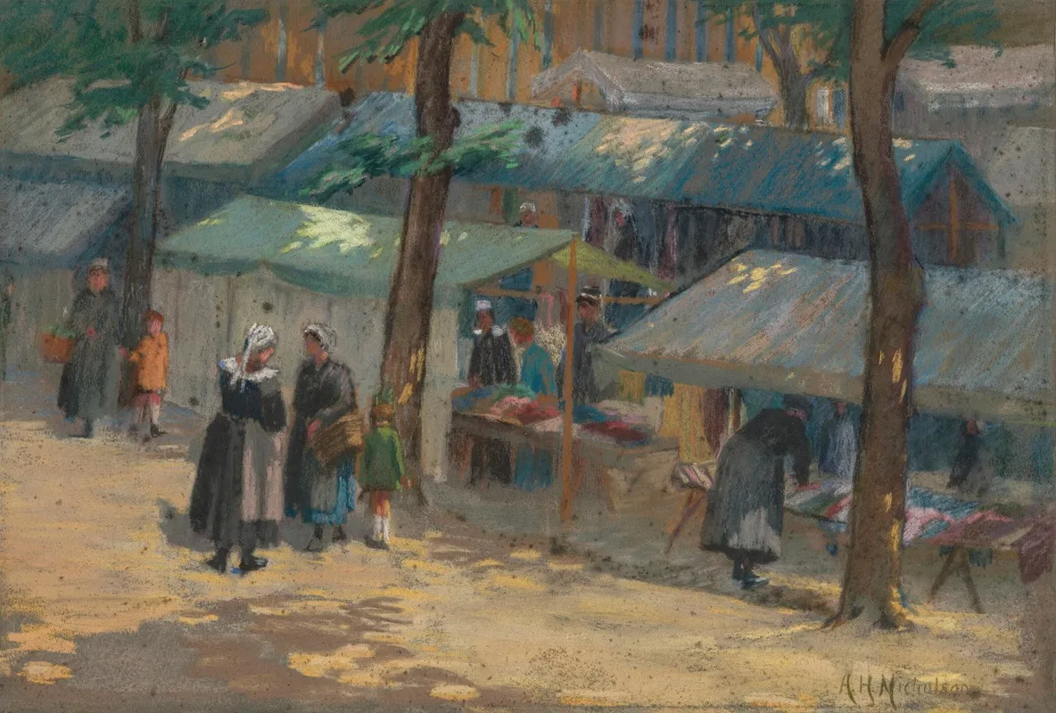 Market Day Brittany Wall Art by Alice Hogarth Nicholson - High-Resolution Digital Print