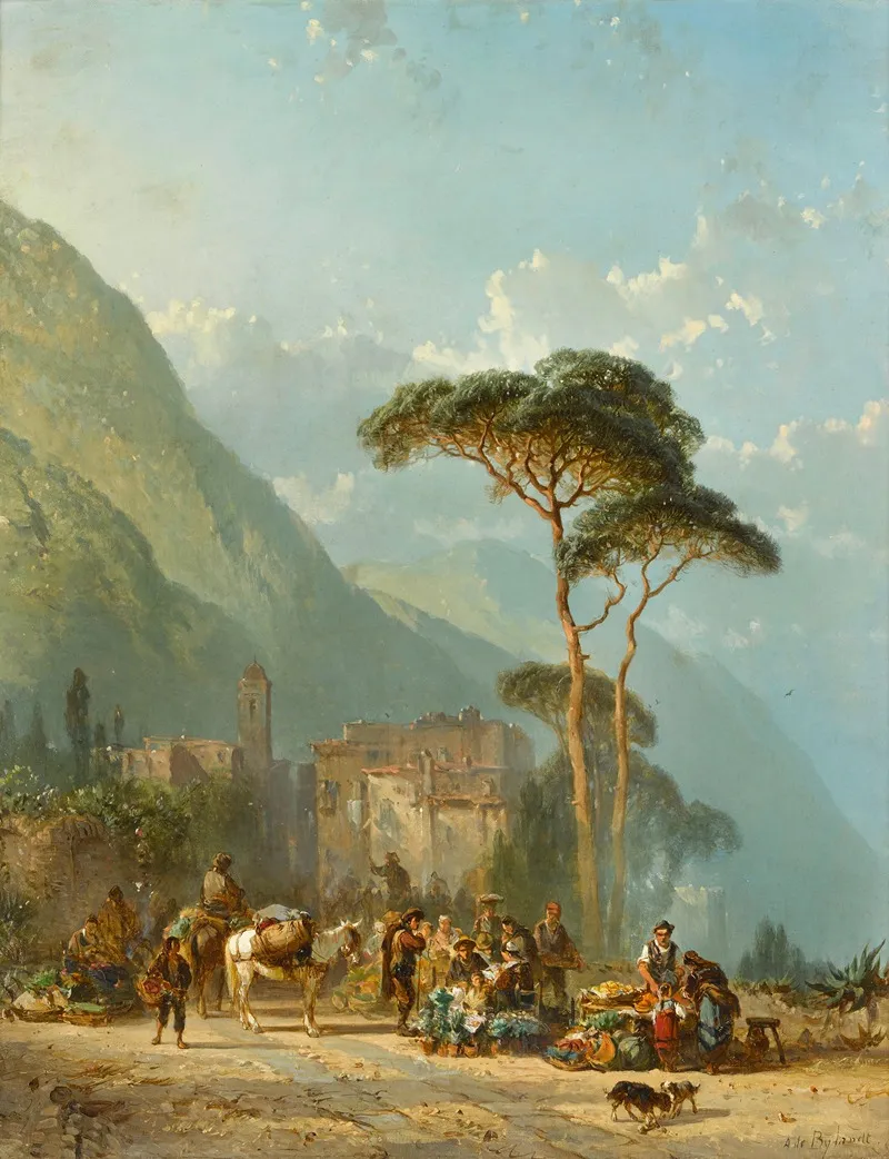 Market Day Cannobio Wall Art by Alfred Eduard Agenor de Bylandt - High-Resolution Digital Print