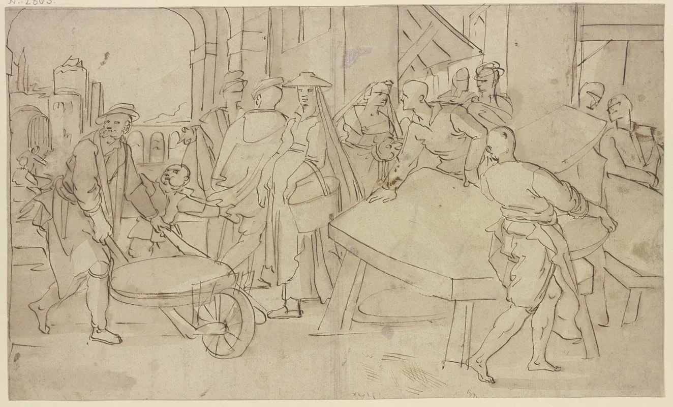 Market Scene 13 Wall Art by Jan van de Velde II - High-Resolution Digital Print