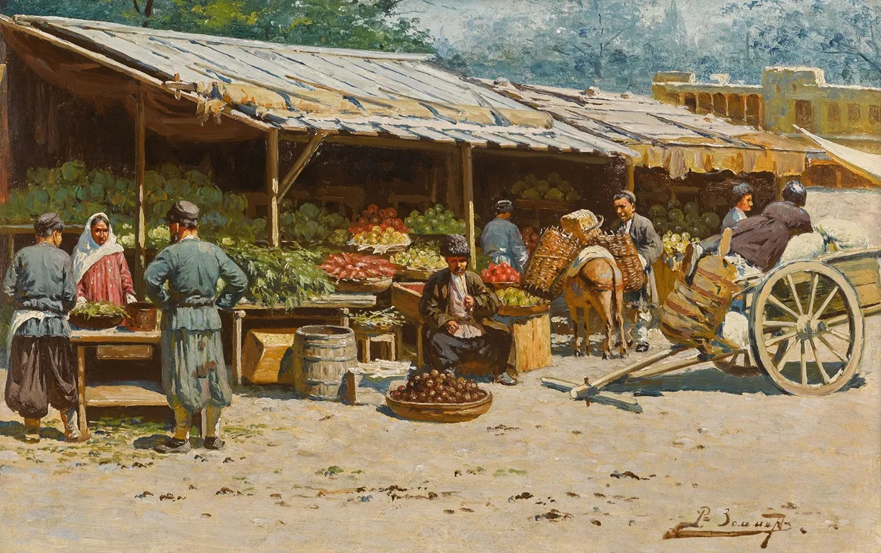 Market Scene 8 Wall Art by Richard Zommer - High-Resolution Digital Print