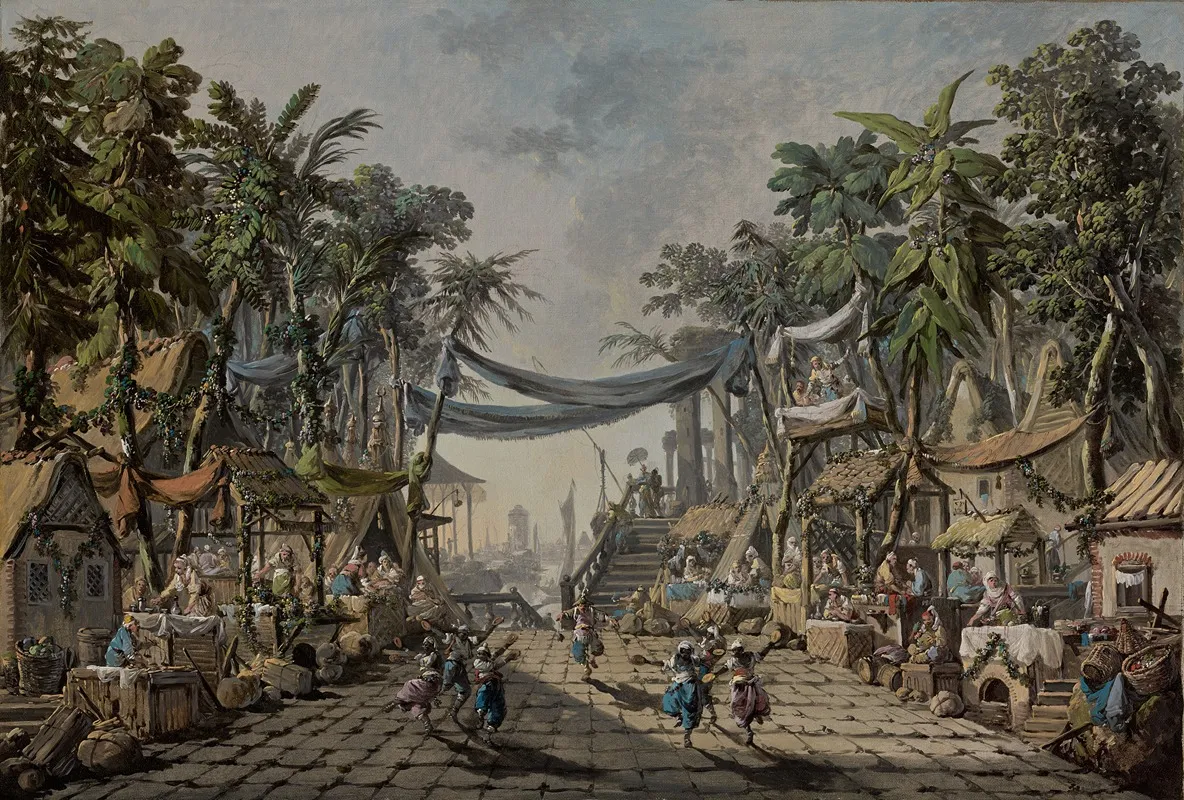 Market Scene In An Imaginary Oriental Port