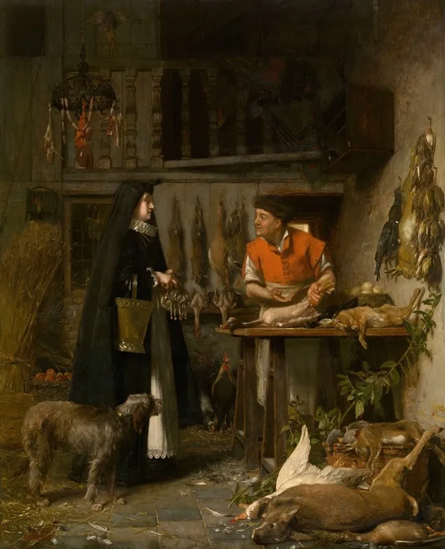 Market Scene In The 17th Century Wall Art by Florent Willems - High-Resolution Digital Print