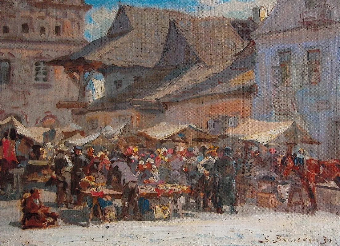 Market Square In Kazimierz Wall Art by Stanisław Bagieński - High-Resolution Digital Print