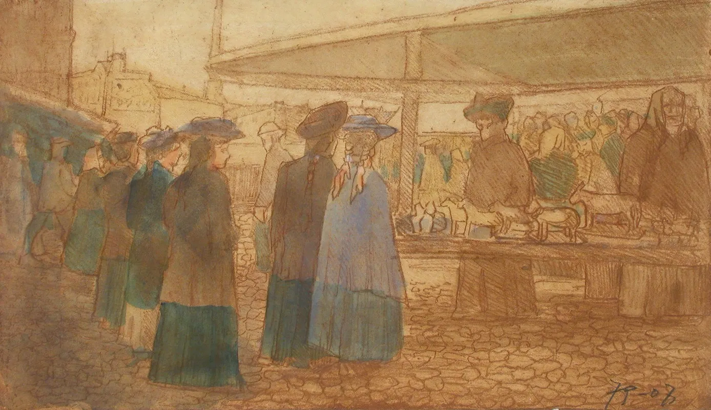 Market Square Scene Wall Art by Jalmari Ruokokoski - High-Resolution Digital Print