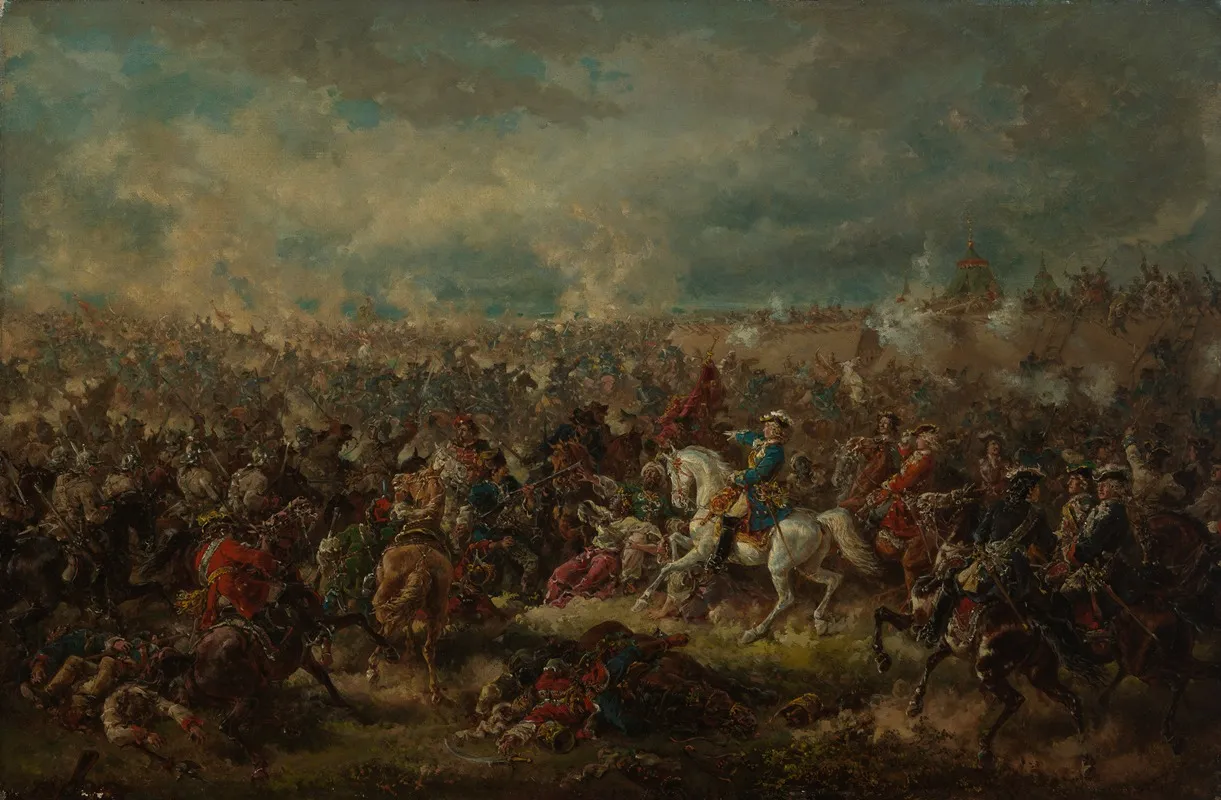 Markgraf Ludwig Wilhelm Von Baden In Der Schlacht Bei Salankamen 1691 Wall Art by Friedrich Kaiser - High-Resolution Digital Print