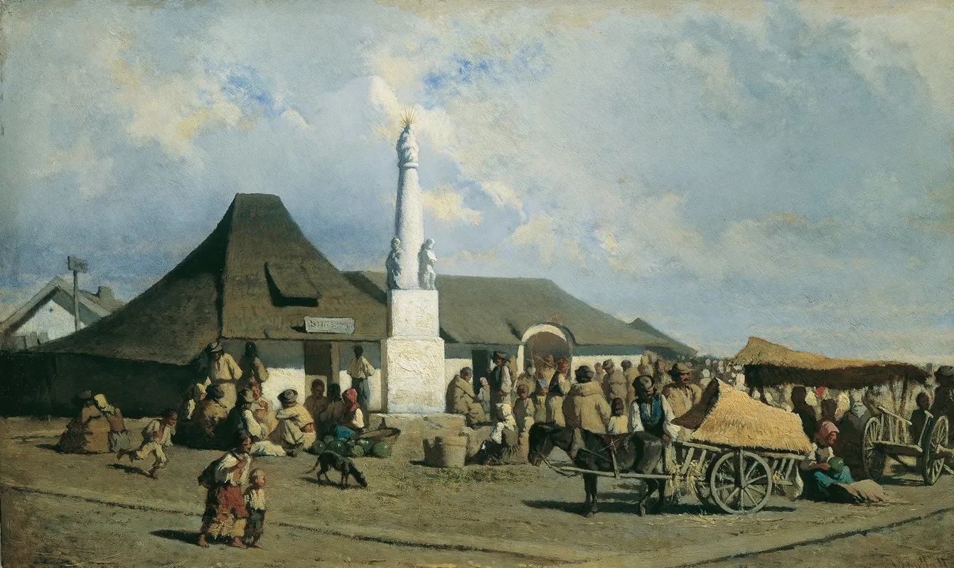 Marktplatz In Szolnok Wall Art by Johann Gualbert Raffalt - High-Resolution Digital Print