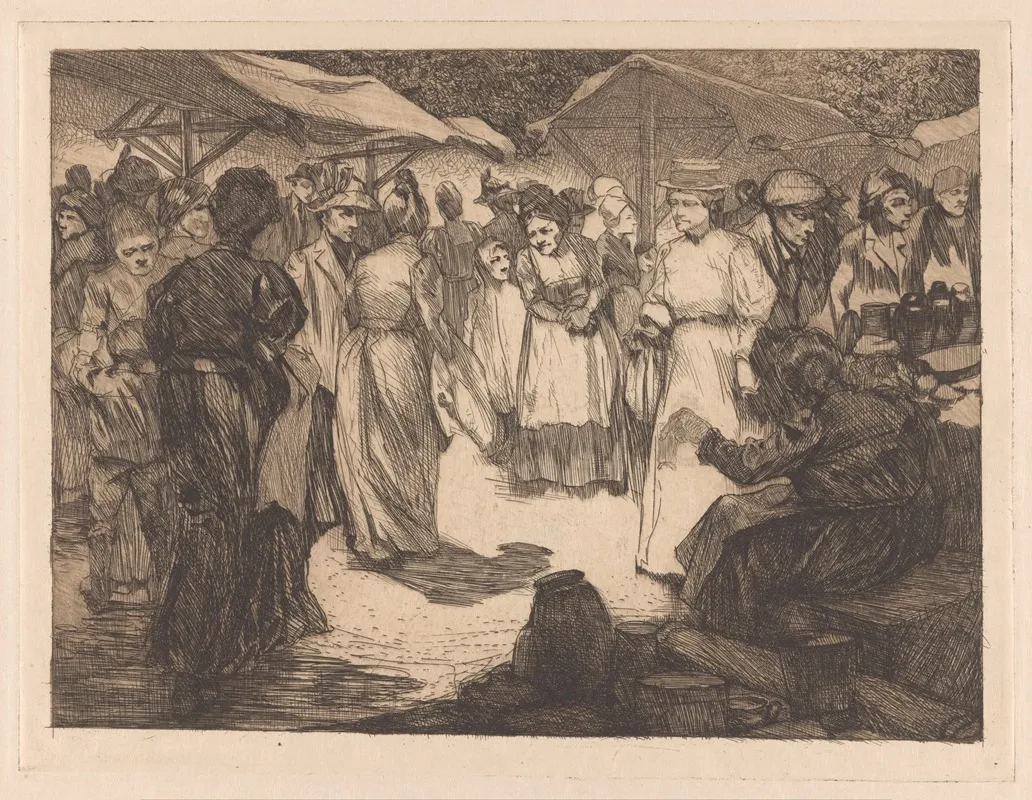 Marktscene Met Mannen En Vrouwen 4