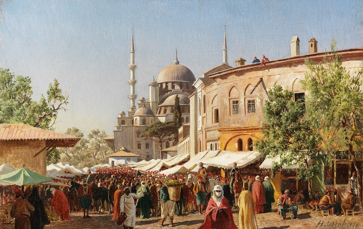 Marktstrase In Konstantinopel Mit Hagia Sophia Wall Art by Harald Jerichau - High-Resolution Digital Print
