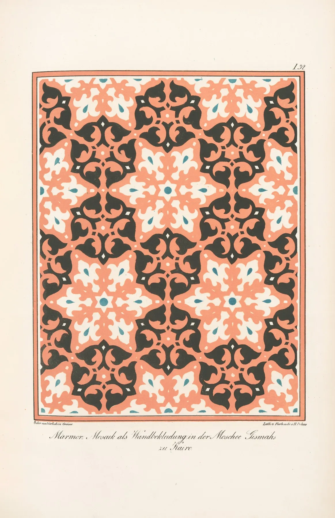 Marmor Mosaik Als Wandbekleidung In Der Moschee Gismahs Zu Kairo Wall Art by Friedrich Maximilian Hessemer - High-Resolution Digital Print