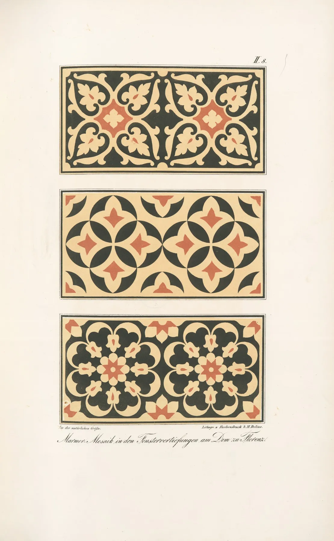 Marmor Mosaik In Den Fenstervertiefungen Am Dom Zu Florenz Wall Art by Friedrich Maximilian Hessemer - High-Resolution Digital Print