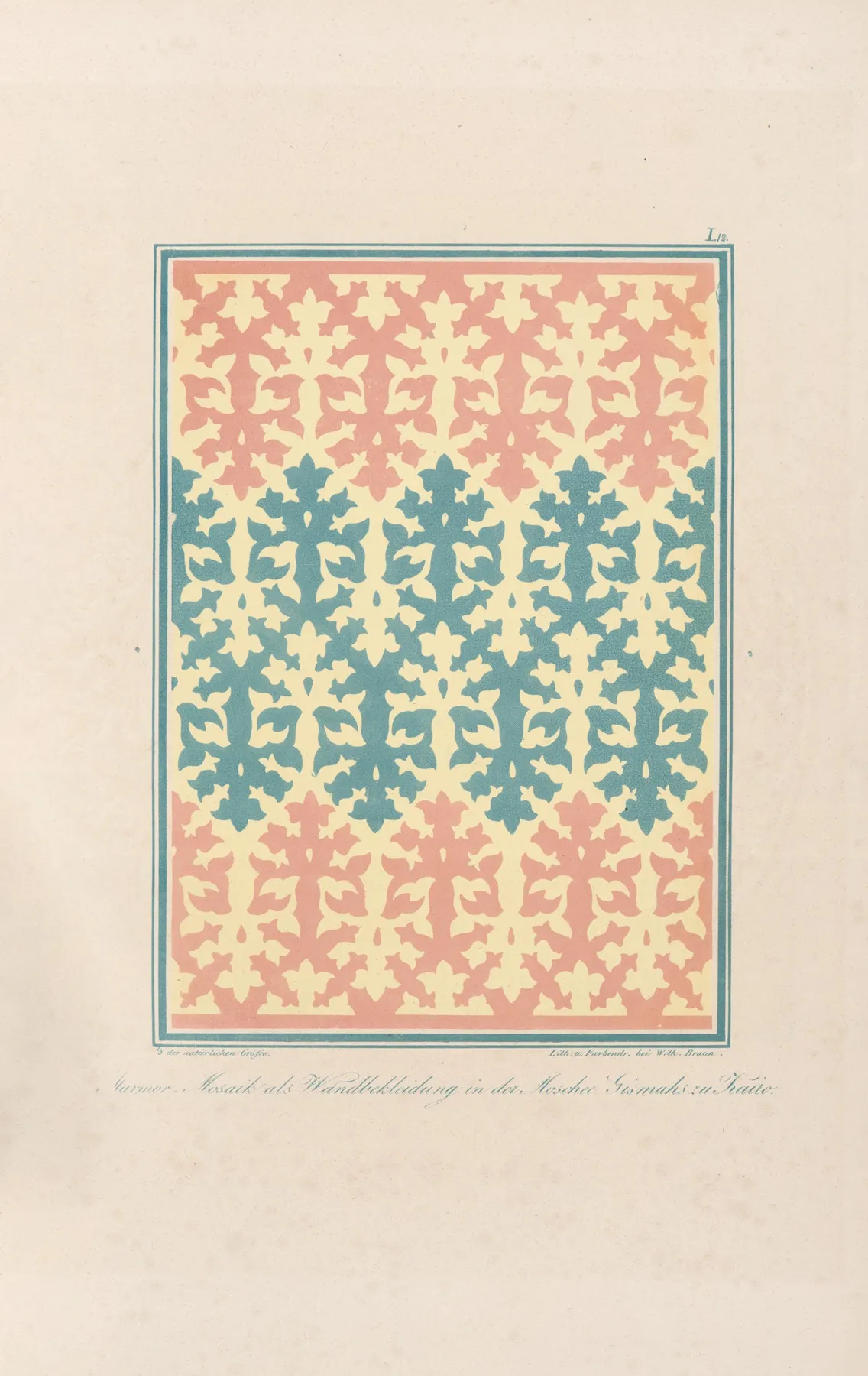 Marmormosaik Als Wandbekleidung In Der Moschee Gismahs Zu Kairo Wall Art by Friedrich Maximilian Hessemer - High-Resolution Digital Print