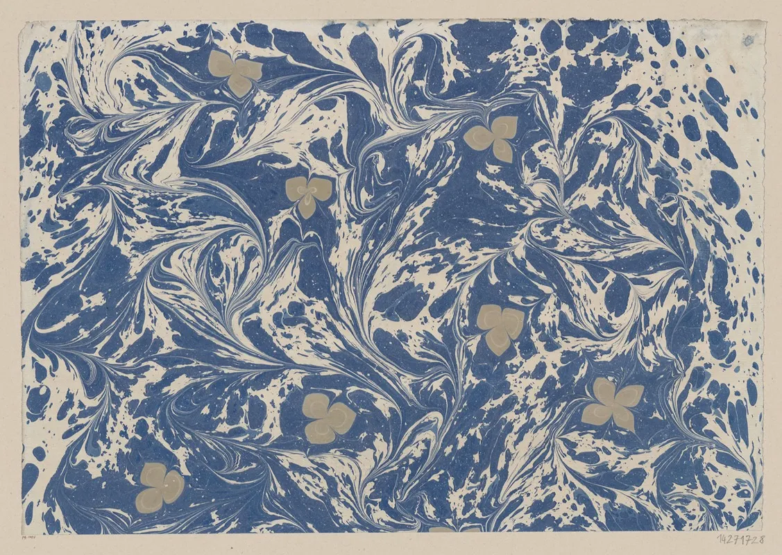 Marmorpapier Mit Kleineren Blutenmotiven