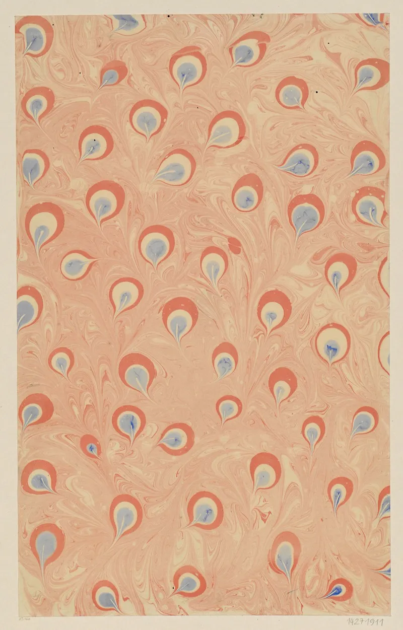 Marmorpapier Mit Pfauenfeder Motiven
