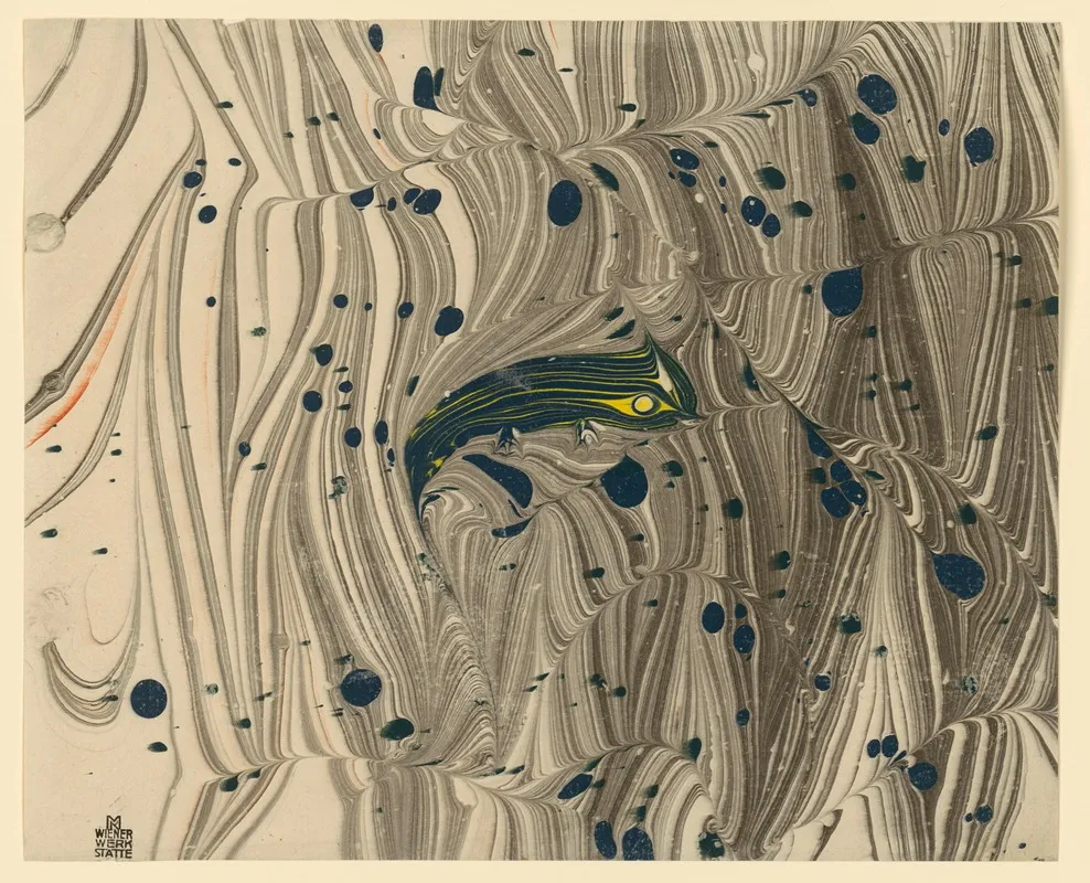 Marmorpapier Mit Stilisiertem Fisch