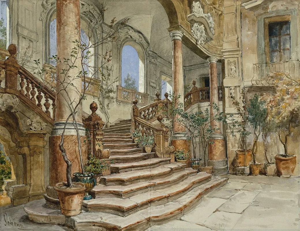 Marmortreppe Im Palazzo Bonagia In Palermo