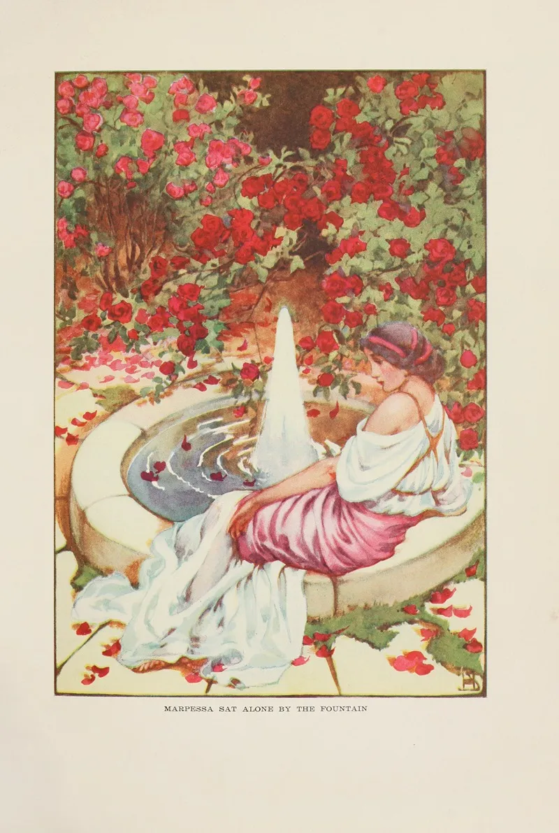 Marpessa Sat Alone By The Fountain Wall Art by Helen Stratton - High-Resolution Digital Print