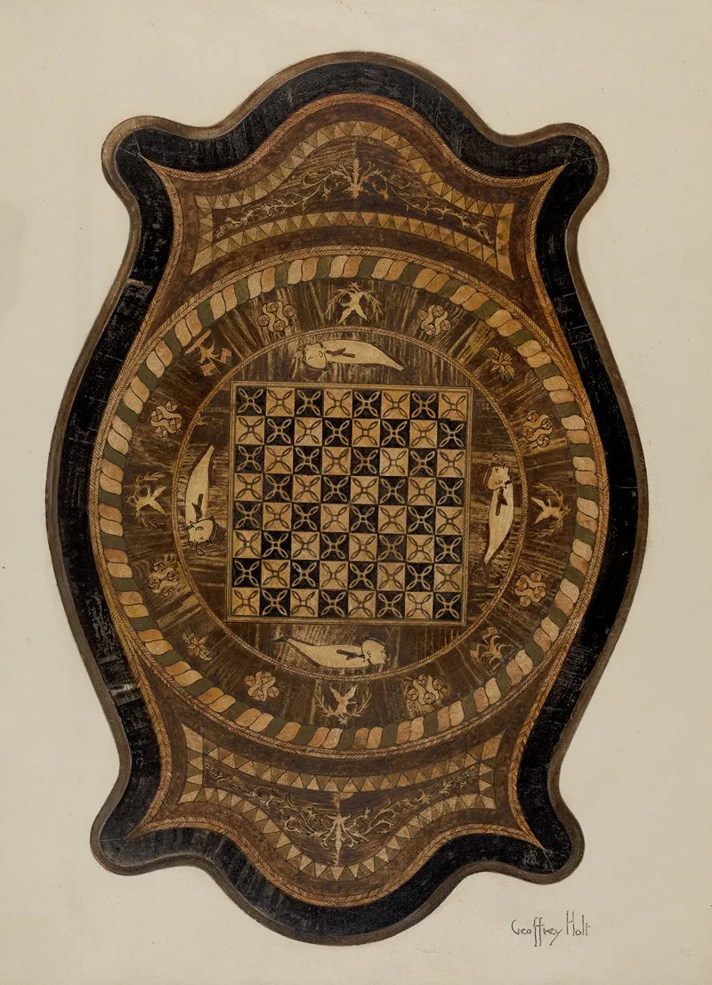 Marquetry Table Showing Inlay Top