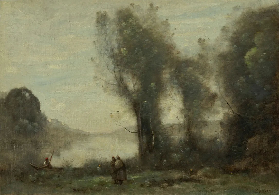 Martin Au Bord Du Lac Un Passeur Barque Et Deux Paysannes