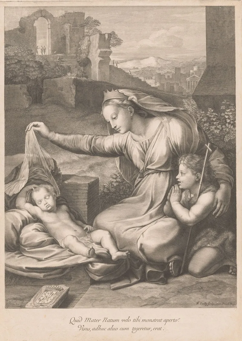 Mary And John The Baptist With The Sleeping Christ Child Wall Art by Francois de Poilly - High-Resolution Digital Print