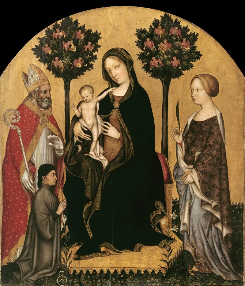 Mary Enthroned With The Child Saints And A Donor Wall Art by Gentile da Fabriano - High-Resolution Digital Print