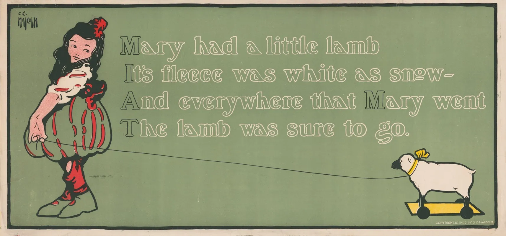 Mary Had A Little Lamb Wall Art by O.C. Malcolm - High-Resolution Digital Print