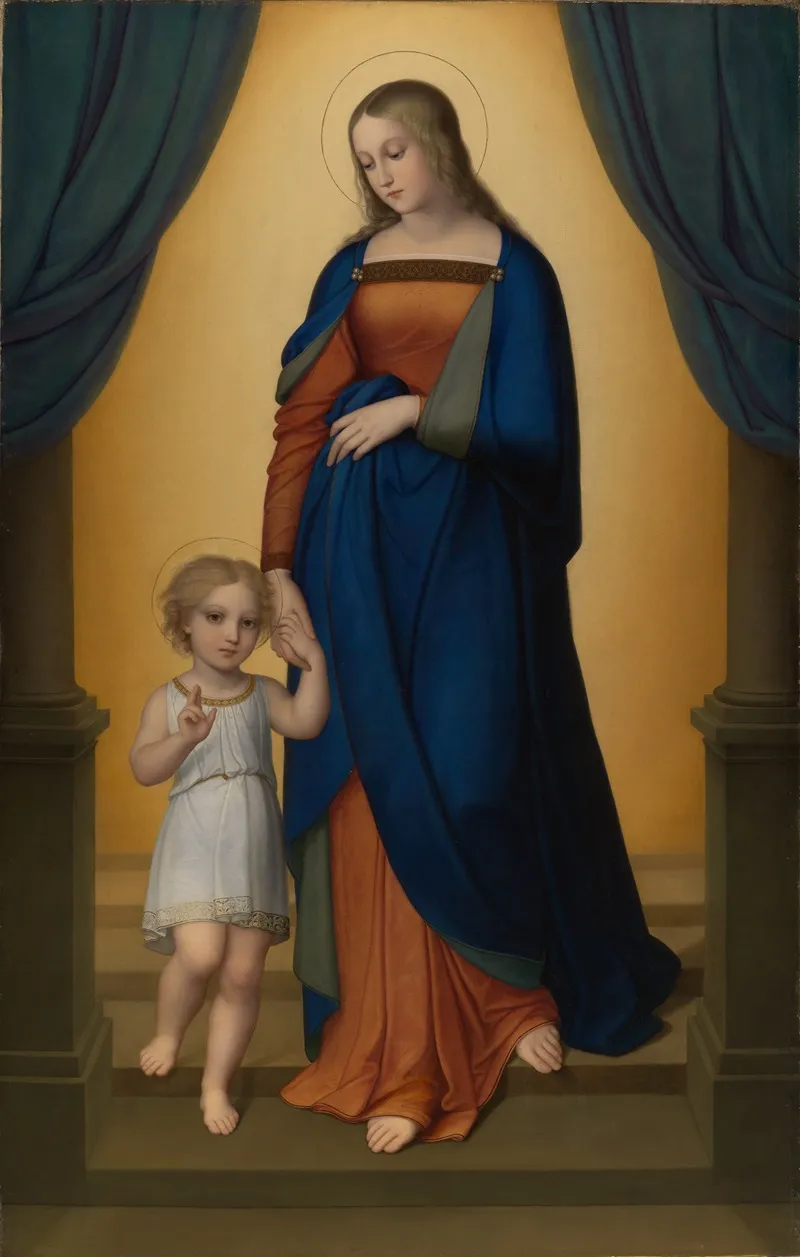 Mary Holding The Hand Of Baby Jesus Wall Art by Marie Ellenrieder - High-Resolution Digital Print