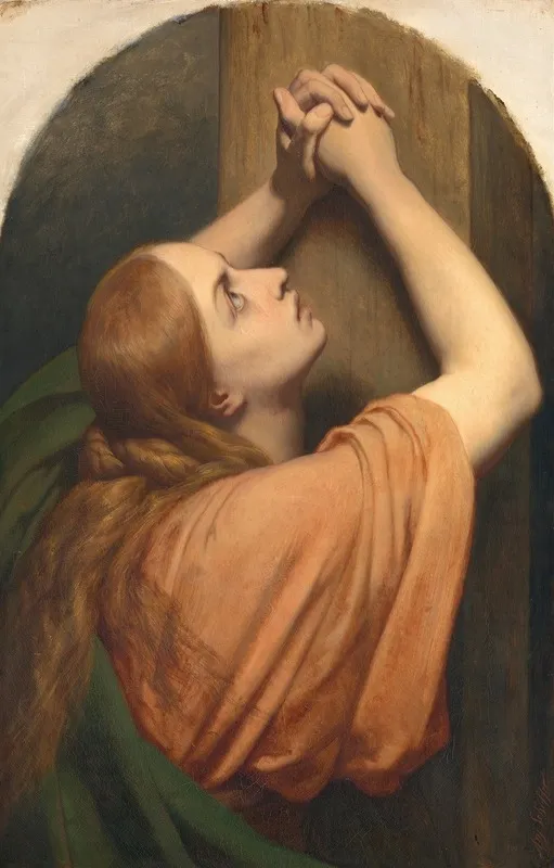 Mary Magdalene At The Foot Of The Cross 2 Wall Art by Ary Scheffer - High-Resolution Digital Print