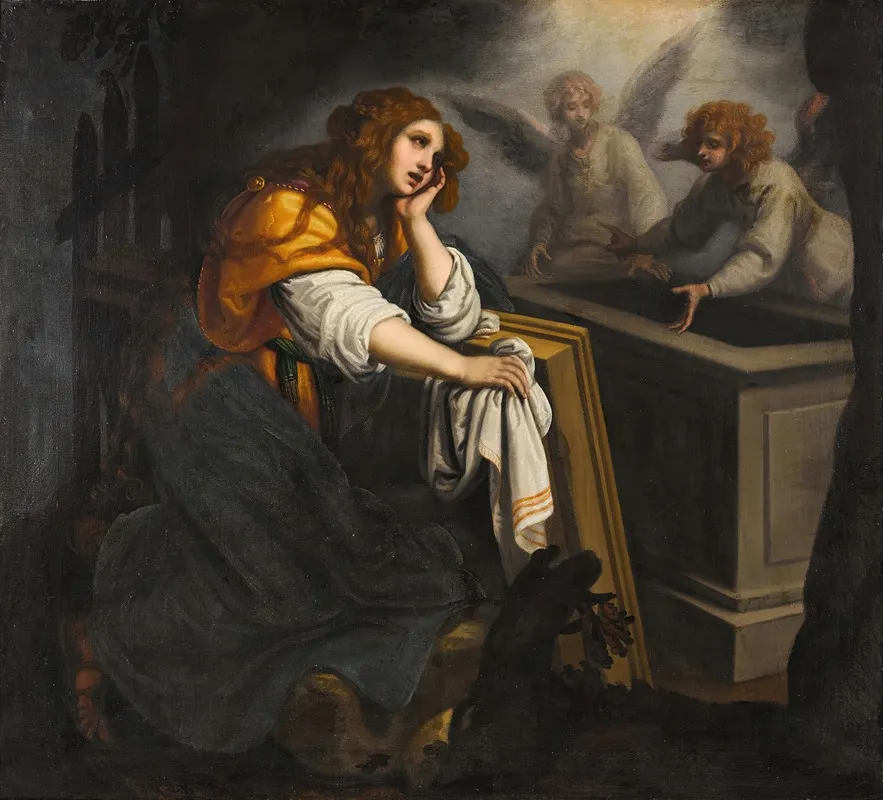 Mary Magdalene At The Tomb With Two Angels Wall Art by Giovanni Biliverti - High-Resolution Digital Print